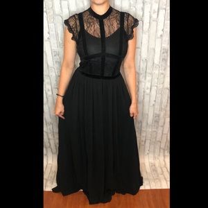 Black floor length gown with lace bodice